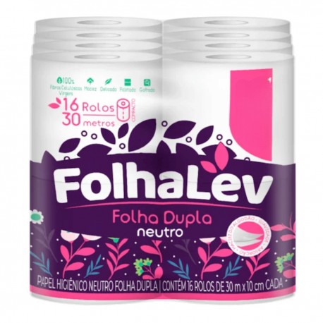 PAPEL HIGIENICO FOLHA DUPLA FOLHA LEVE 30M FARDO 64 ROLOS