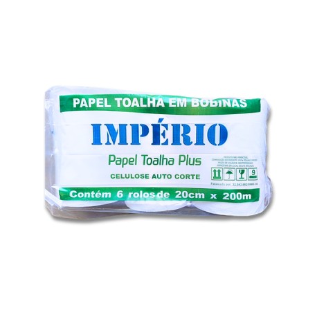 PAPEL TOALHA AUTO CORTE 100% CELULOSE BOBINA 200 METROS