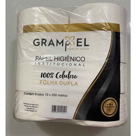 PAPEL HIGIENICO ROLAO FD 10X250M 100% CEL GRAMPEL